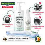 Șampon pentru căderea părului și ser pentru creșterea părului Plantica – tratament regenerare păr cu derma roller recomandat de dermatologi.